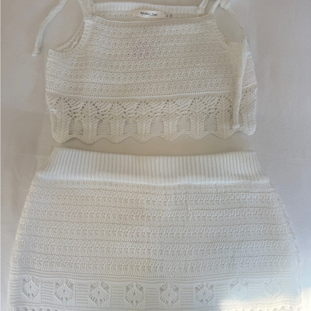 White Crochet Top and Skort Set
